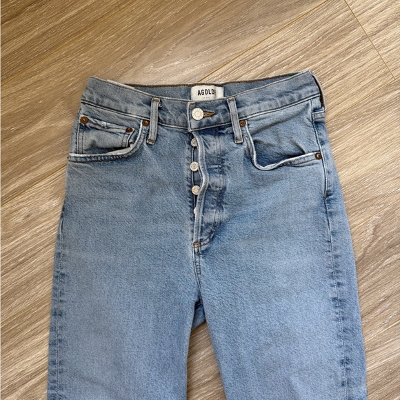 AGOLDE Women’s Riley High Rise Straight Jeans Sz 25 Lightwash Blue Denim EUC - Picture 9 of 14